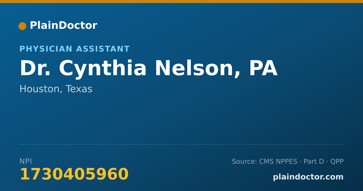 Shareable card for Cynthia Nelson, PA - Physician Assistant, Houston, TX