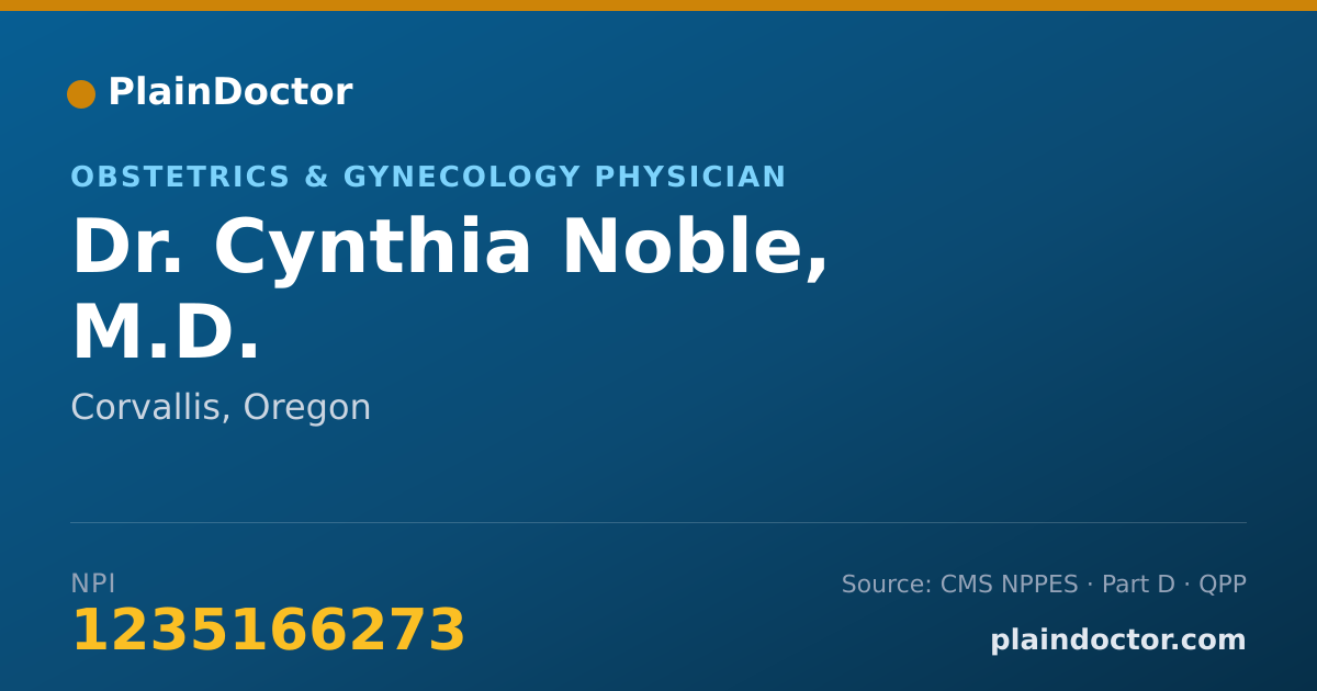 Shareable card for Cynthia Noble, M.D. - Obstetrics & Gynecology Physician, Corvallis, OR