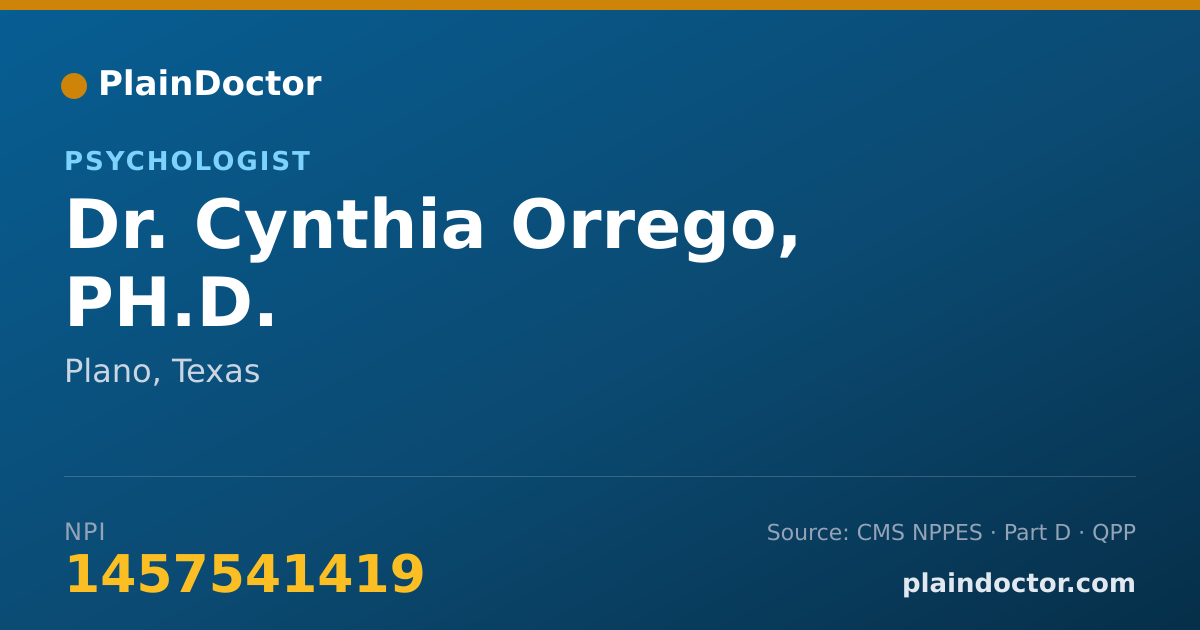 Shareable card for Cynthia Orrego, PH.D. - Psychologist, Plano, TX