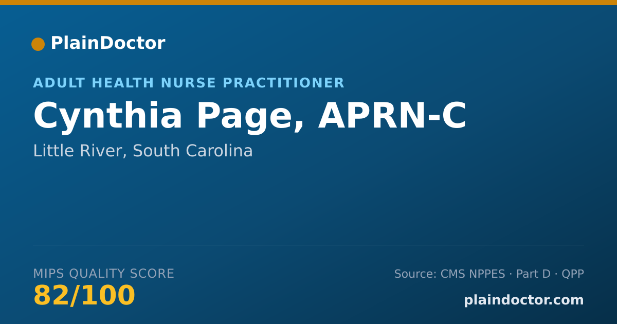 Shareable card for Cynthia Page, APRN-C - Adult Health Nurse Practitioner, Little River, SC