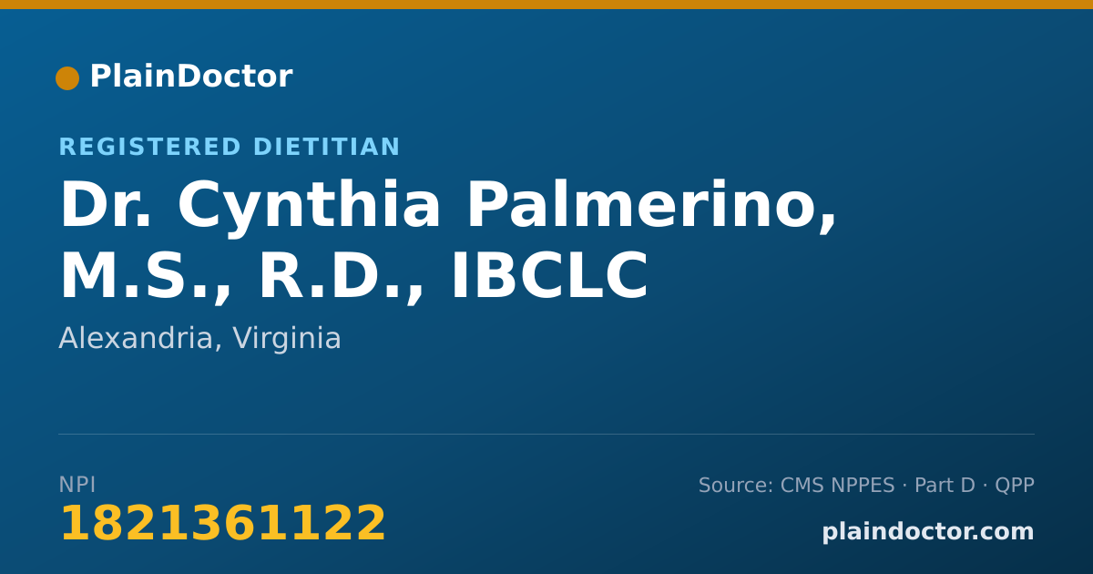 Shareable card for Cynthia Palmerino, M.S., R.D., IBCLC - Registered Dietitian, Alexandria, VA