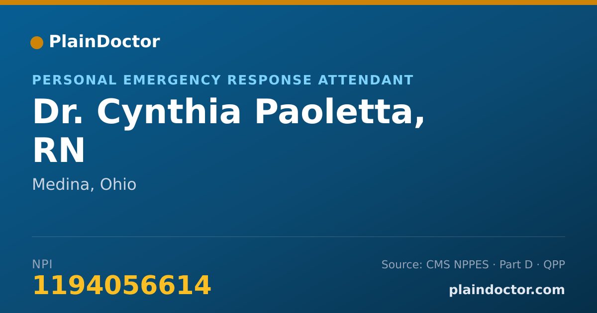 Shareable card for Cynthia Paoletta, RN - Personal Emergency Response Attendant, Medina, OH