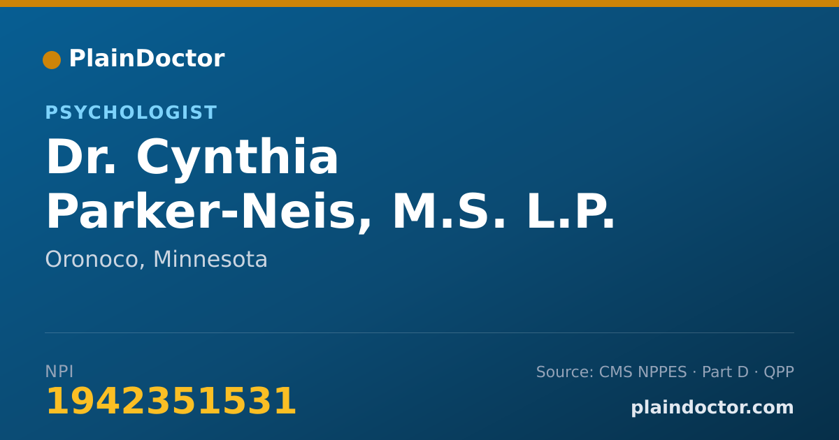 Shareable card for Cynthia Parker-Neis, M.S. L.P. - Psychologist, Oronoco, MN
