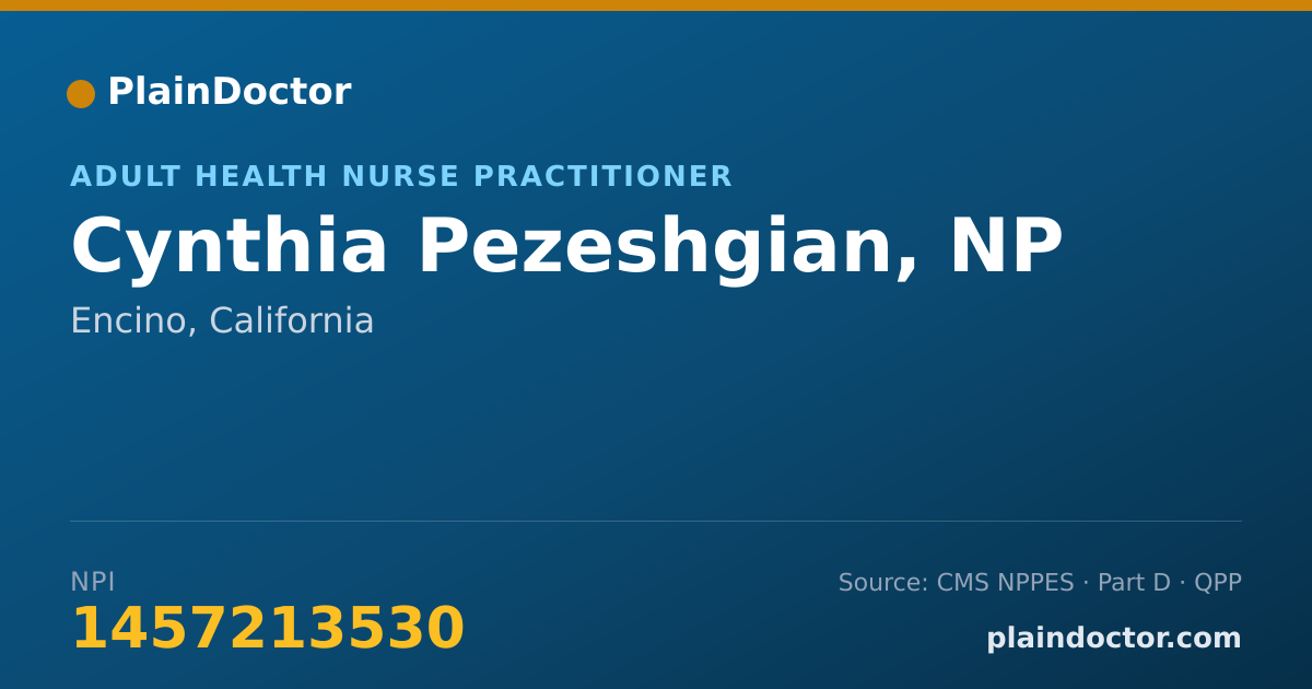 Shareable card for Cynthia Pezeshgian, NP - Adult Health Nurse Practitioner, Encino, CA