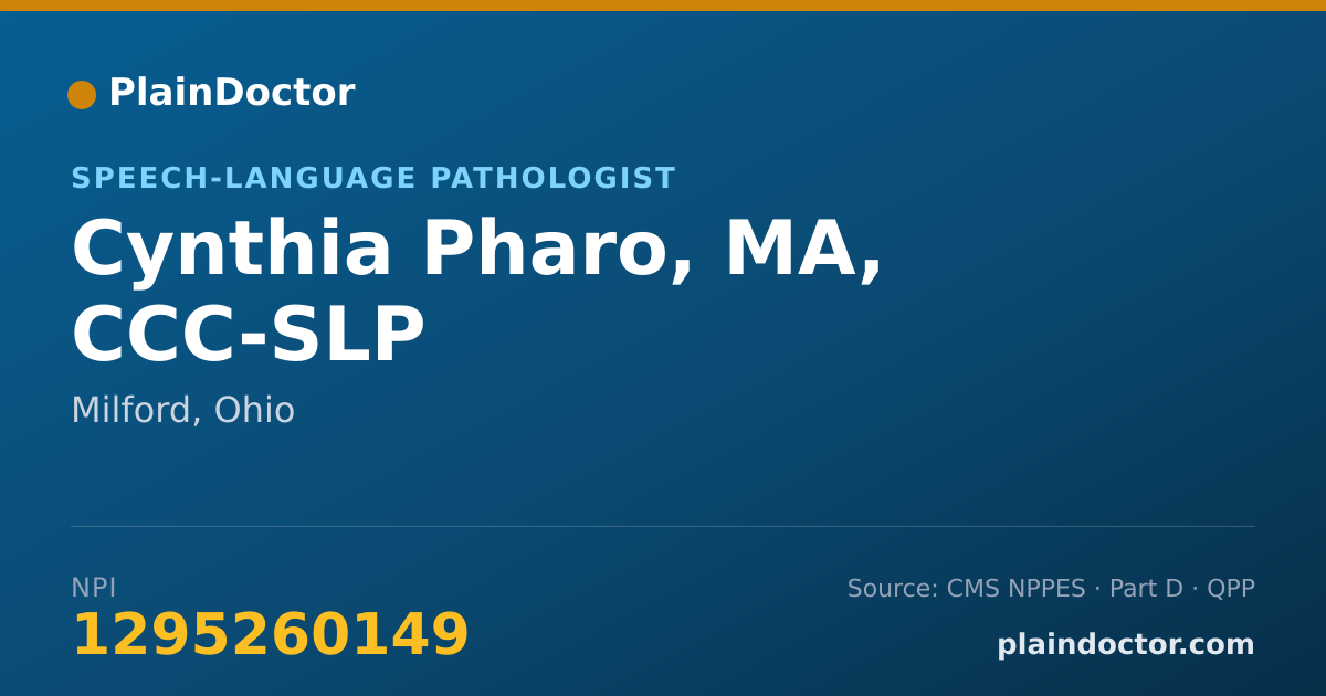 Shareable card for Cynthia Pharo, MA, CCC-SLP - Speech-Language Pathologist, Milford, OH