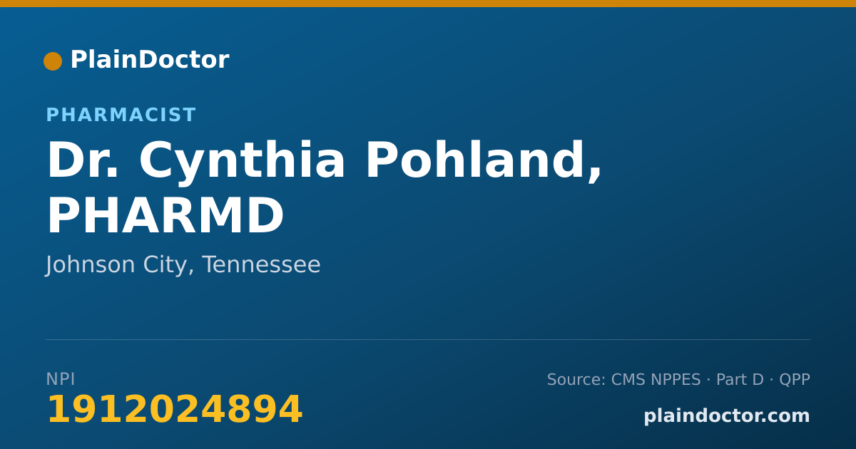 Shareable card for Cynthia Pohland, PHARMD - Pharmacist, Johnson City, TN