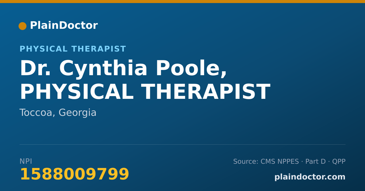 Shareable card for Cynthia Poole, PHYSICAL THERAPIST - Physical Therapist, Toccoa, GA