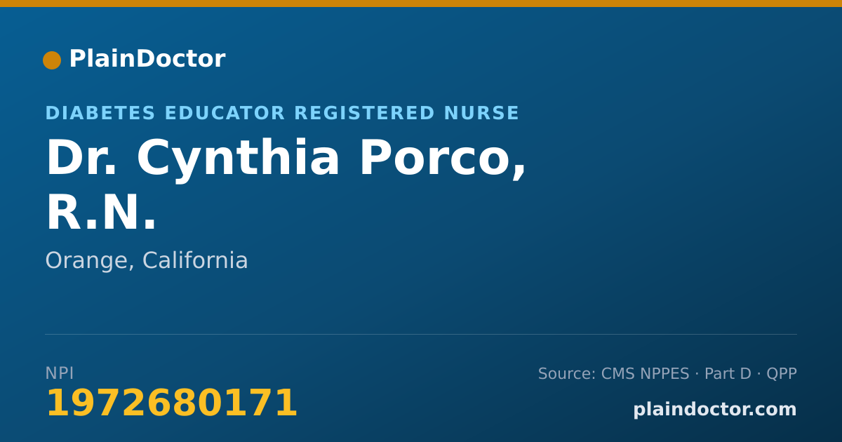 Shareable card for Cynthia Porco, R.N. - Diabetes Educator Registered Nurse, Orange, CA