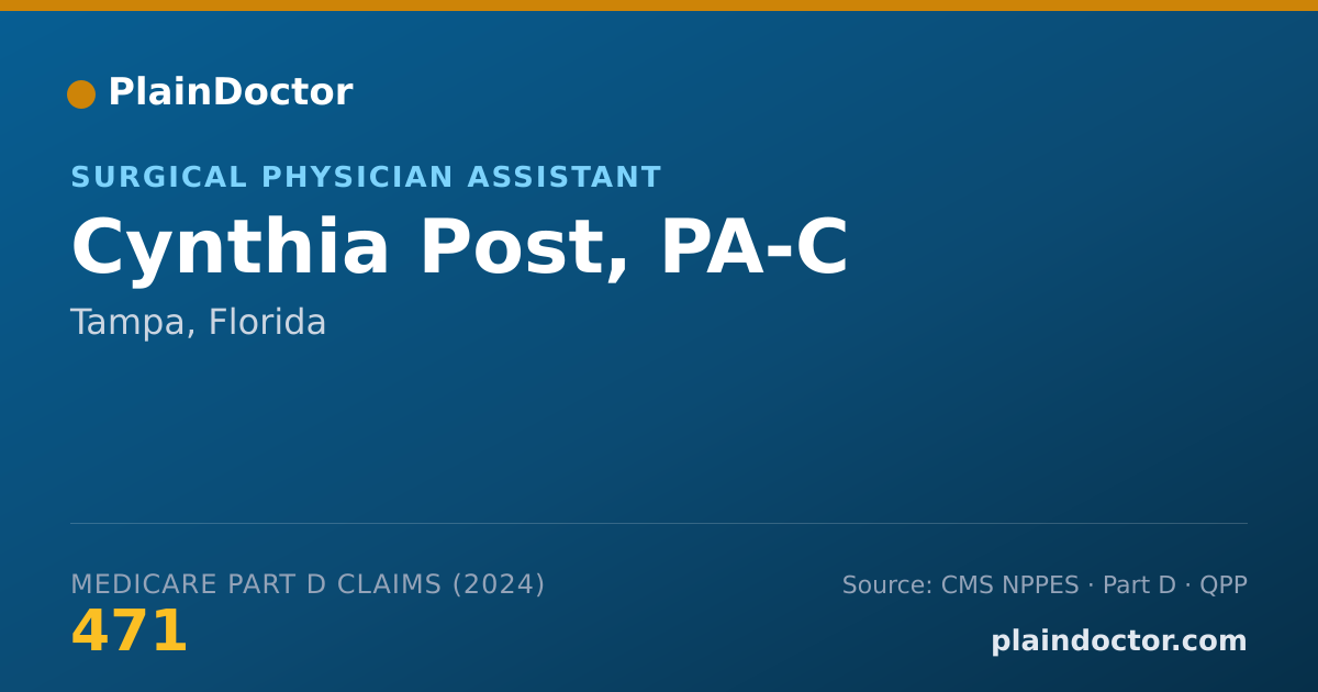 Shareable card for Cynthia Post, PA-C - Surgical Physician Assistant, Tampa, FL