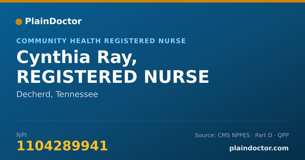 Shareable card for Cynthia Ray, REGISTERED NURSE - Community Health Registered Nurse, Decherd, TN
