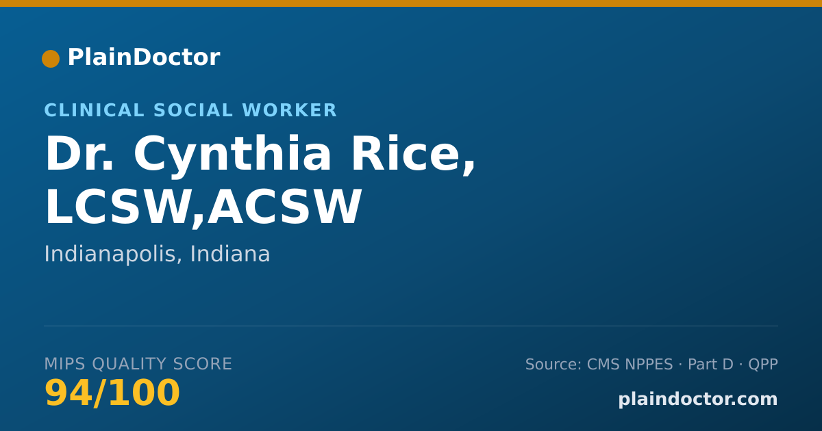 Shareable card for Cynthia Rice, LCSW,ACSW - Clinical Social Worker, Indianapolis, IN