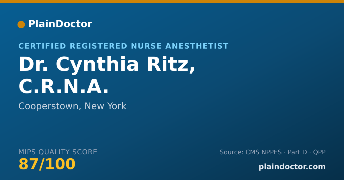 Shareable card for Cynthia Ritz, C.R.N.A. - Certified Registered Nurse Anesthetist, Cooperstown, NY