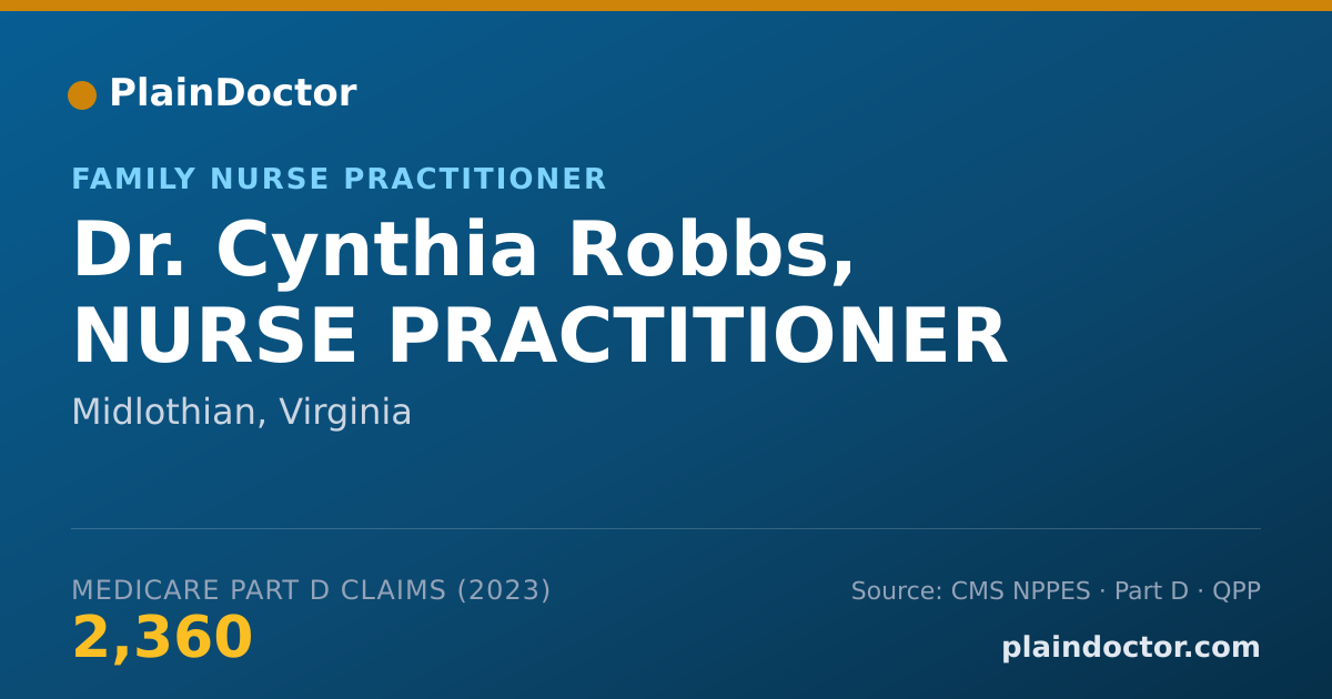 Shareable card for Cynthia Robbs, NURSE PRACTITIONER - Family Nurse Practitioner, Midlothian, VA