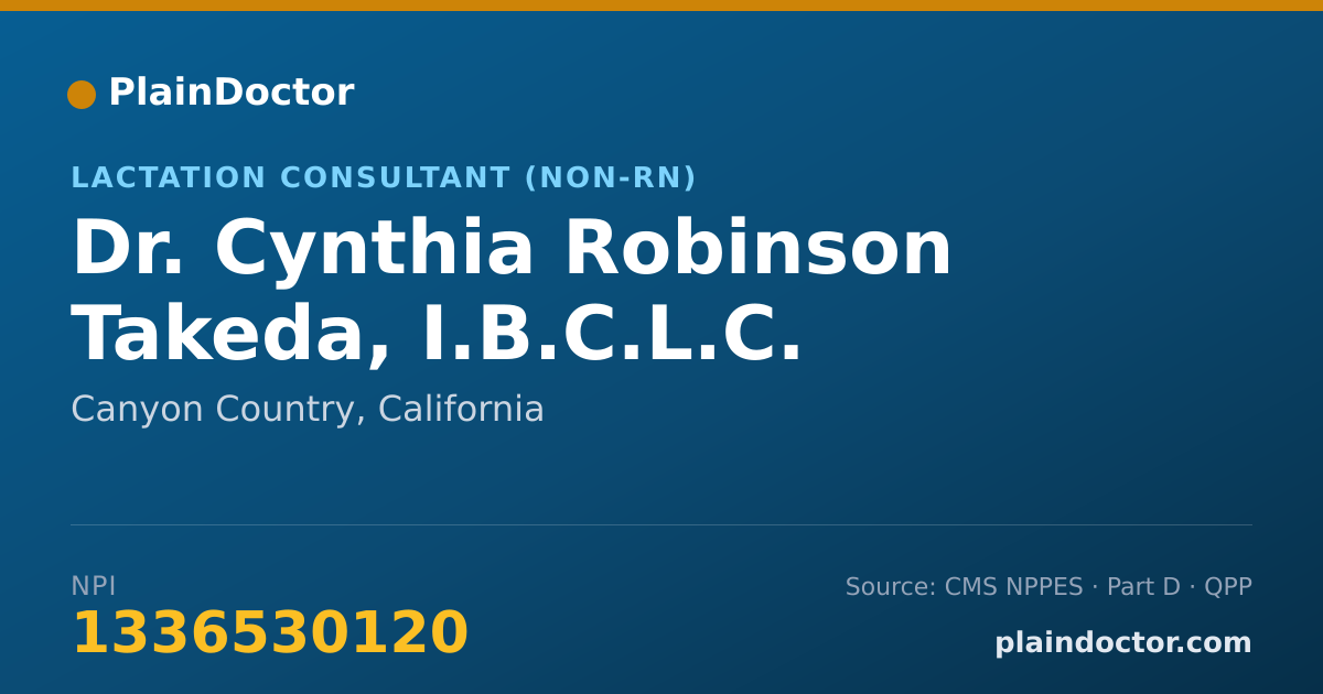 Shareable card for Cynthia Robinson Takeda, I.B.C.L.C. - Lactation Consultant (Non-RN), Canyon Country, CA