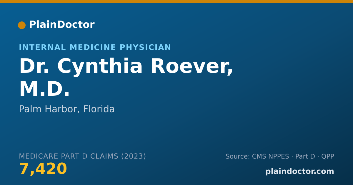 Shareable card for Cynthia Roever, M.D. - Internal Medicine Physician, Palm Harbor, FL