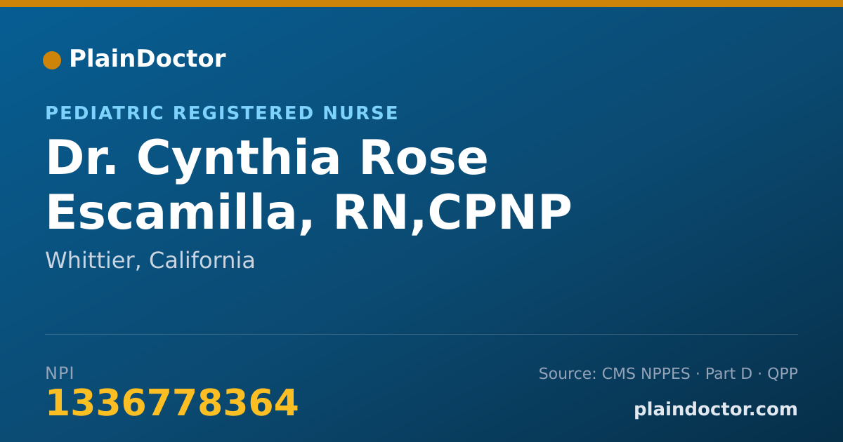 Shareable card for Cynthia Rose Escamilla, RN,CPNP - Pediatric Registered Nurse, Whittier, CA