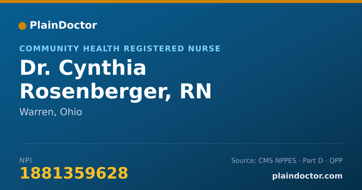 Shareable card for Cynthia Rosenberger, RN - Community Health Registered Nurse, Warren, OH