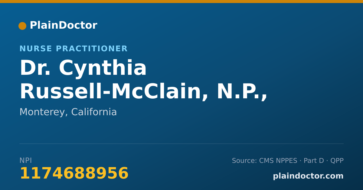 Shareable card for Cynthia Russell-McClain, N.P., P.A.-C - Nurse Practitioner, Monterey, CA