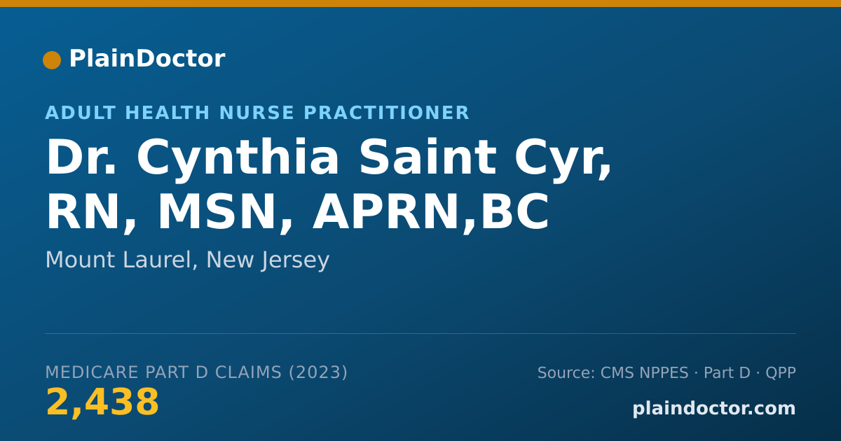 Shareable card for Cynthia Saint Cyr, RN, MSN, APRN,BC - Adult Health Nurse Practitioner, Mount Laurel, NJ