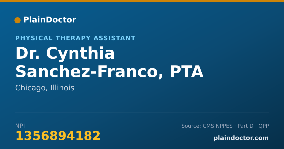 Shareable card for Cynthia Sanchez-Franco, PTA - Physical Therapy Assistant, Chicago, IL
