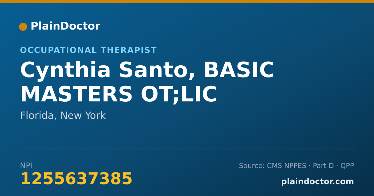 Shareable card for Cynthia Santo, BASIC MASTERS OT;LIC - Occupational Therapist, Florida, NY