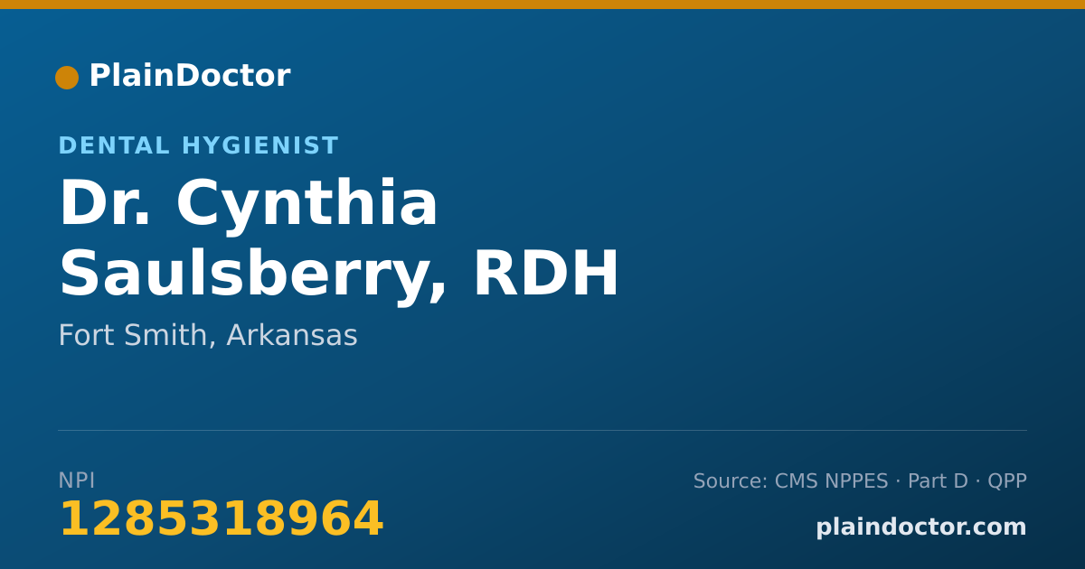 Shareable card for Cynthia Saulsberry, RDH - Dental Hygienist, Fort Smith, AR