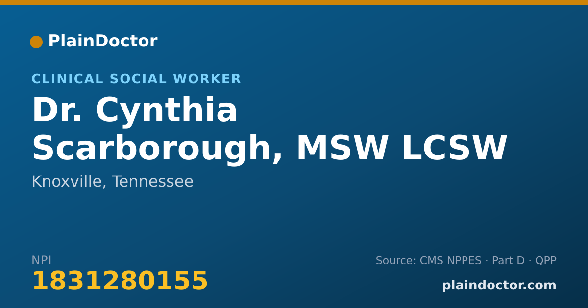 Shareable card for Cynthia Scarborough, MSW LCSW - Clinical Social Worker, Knoxville, TN