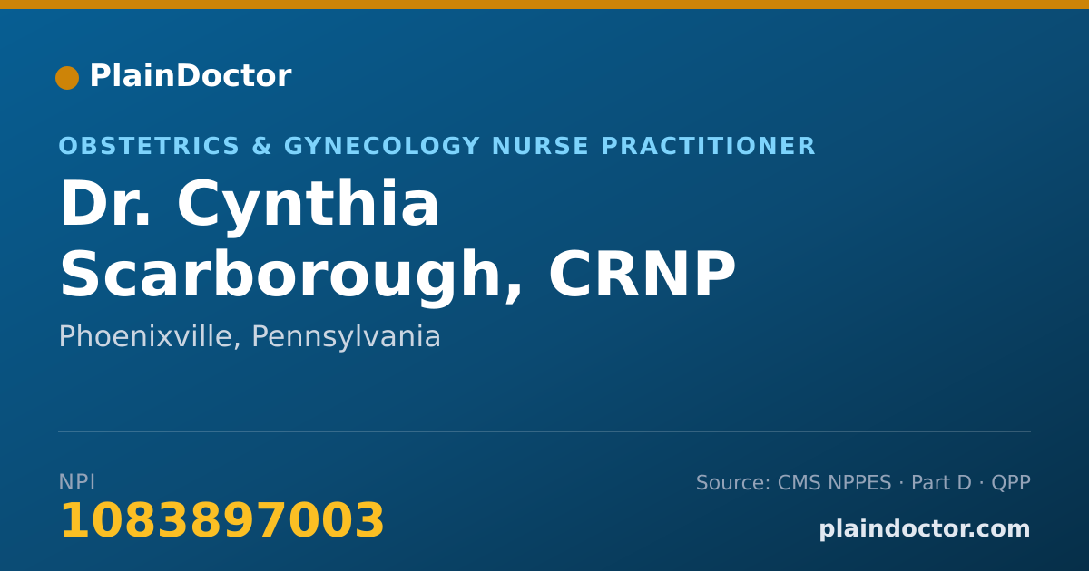 Shareable card for Cynthia Scarborough, CRNP - Obstetrics & Gynecology Nurse Practitioner, Phoenixville, PA