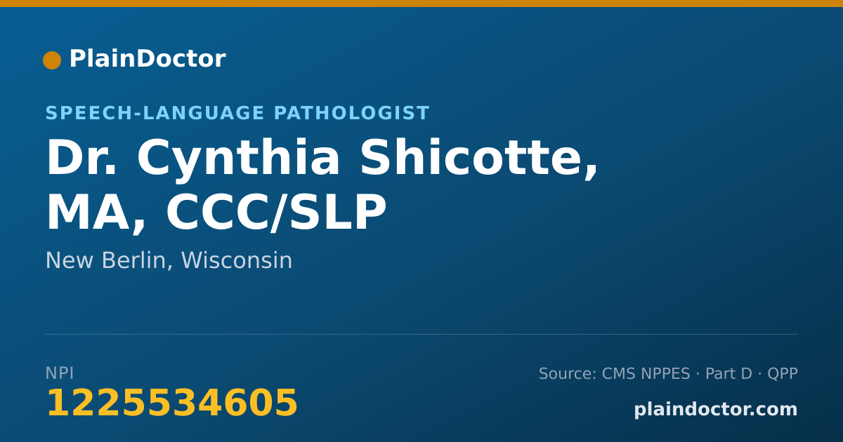 Shareable card for Cynthia Shicotte, MA, CCC/SLP - Speech-Language Pathologist, New Berlin, WI