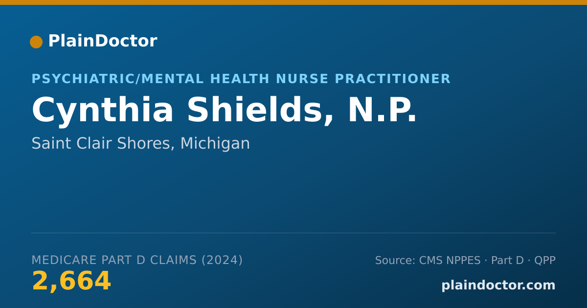 Shareable card for Cynthia Shields, N.P. - Psychiatric/Mental Health Nurse Practitioner, Saint Clair Shores, MI