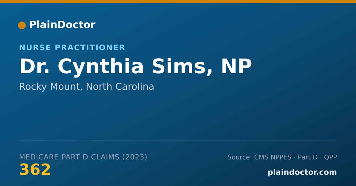 Shareable card for Cynthia Sims, NP - Nurse Practitioner, Rocky Mount, NC