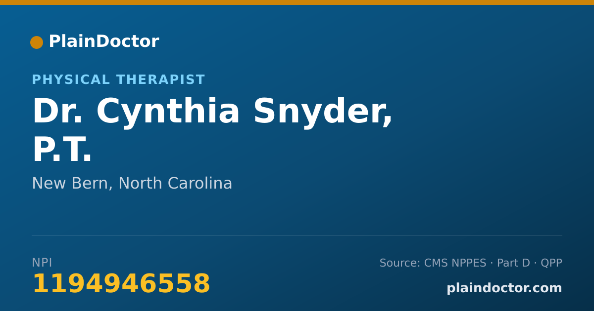 Shareable card for Cynthia Snyder, P.T. - Physical Therapist, New Bern, NC