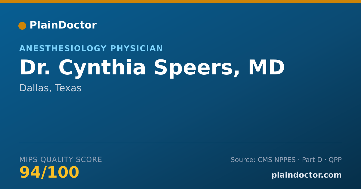 Shareable card for Cynthia Speers, MD - Anesthesiology Physician, Dallas, TX