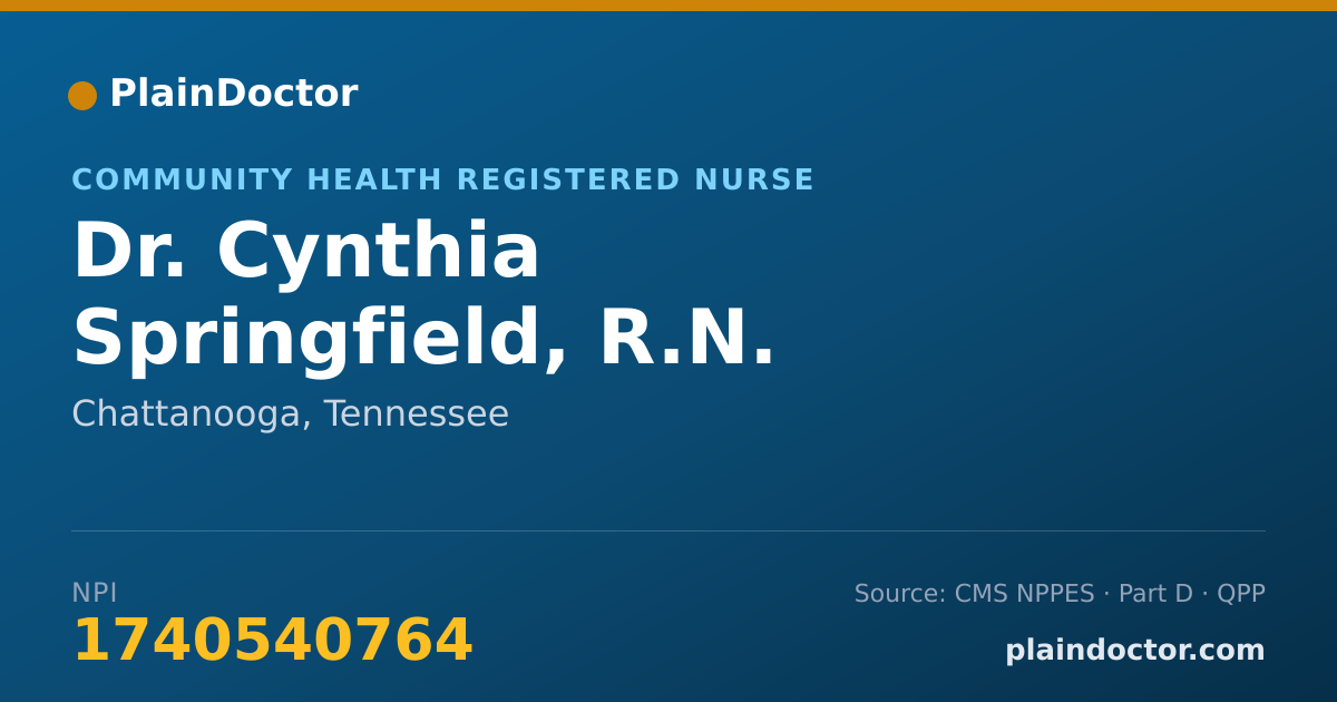 Shareable card for Cynthia Springfield, R.N. - Community Health Registered Nurse, Chattanooga, TN