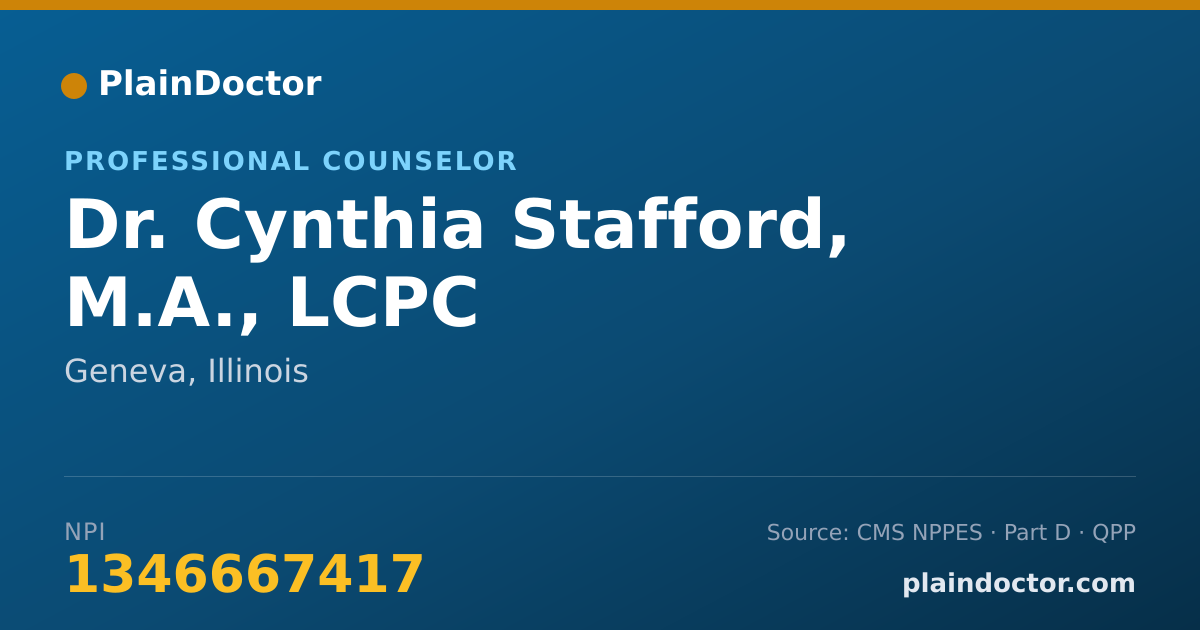 Shareable card for Cynthia Stafford, M.A., LCPC - Professional Counselor, Geneva, IL