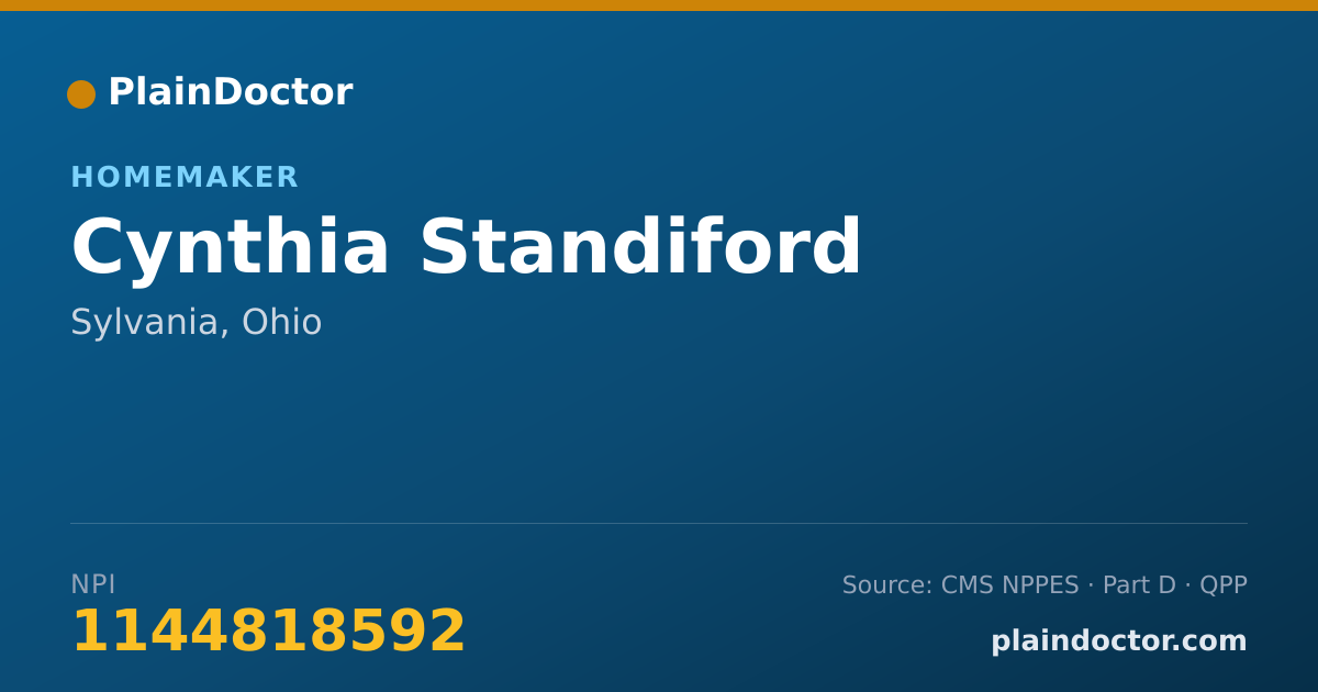 Shareable card for Cynthia Standiford - Homemaker, Sylvania, OH
