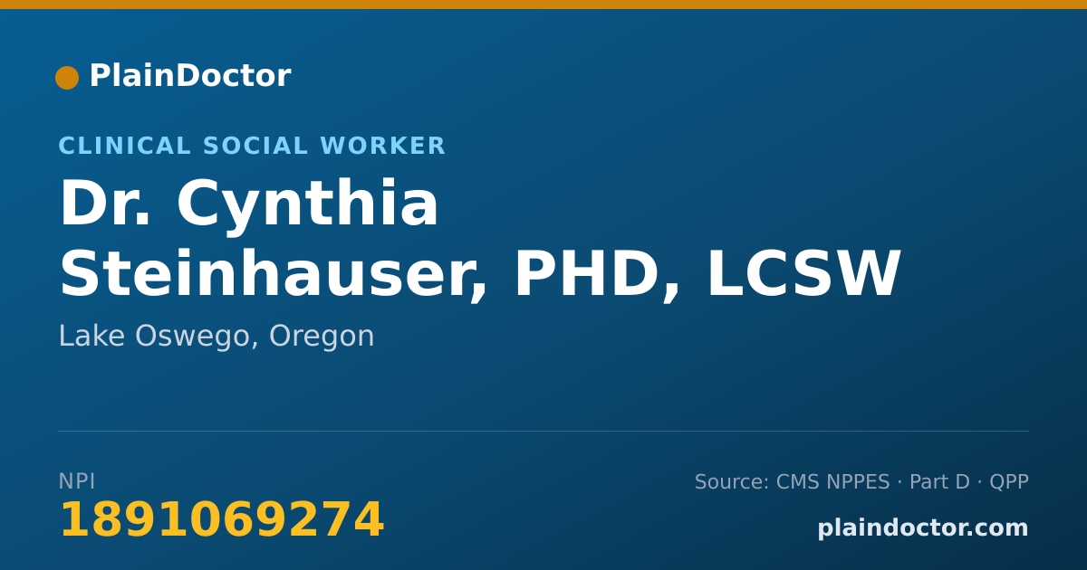 Shareable card for Cynthia Steinhauser, PHD, LCSW - Clinical Social Worker, Lake Oswego, OR