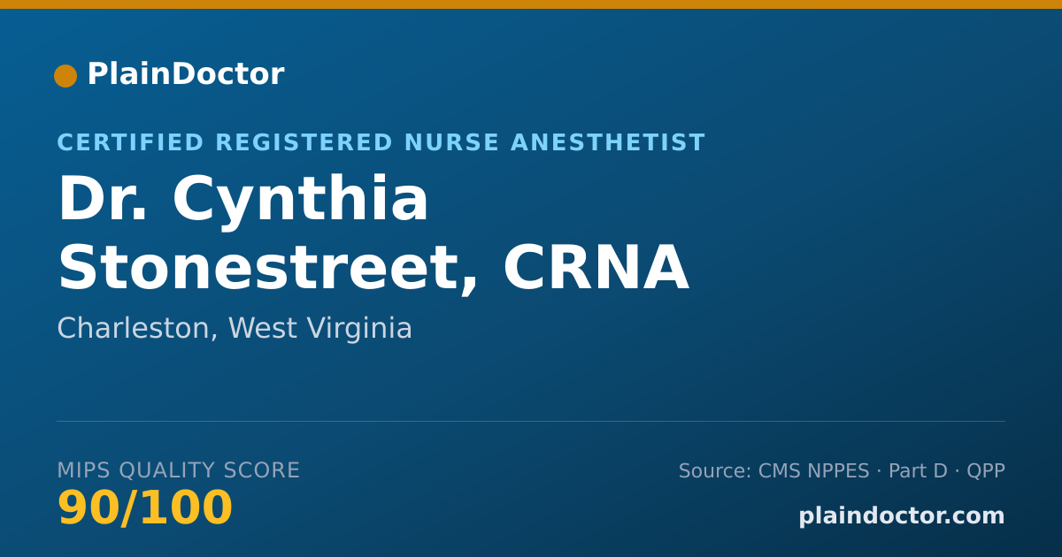 Shareable card for Cynthia Stonestreet, CRNA - Certified Registered Nurse Anesthetist, Charleston, WV