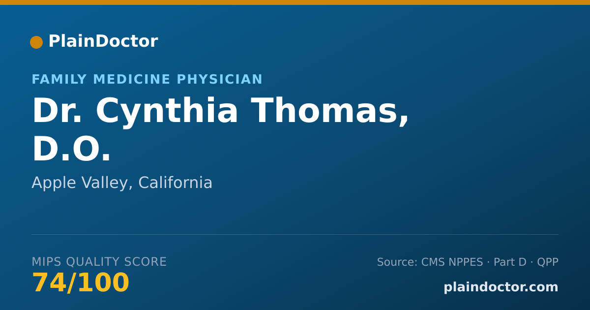 Shareable card for Cynthia Thomas, D.O. - Family Medicine Physician, Apple Valley, CA
