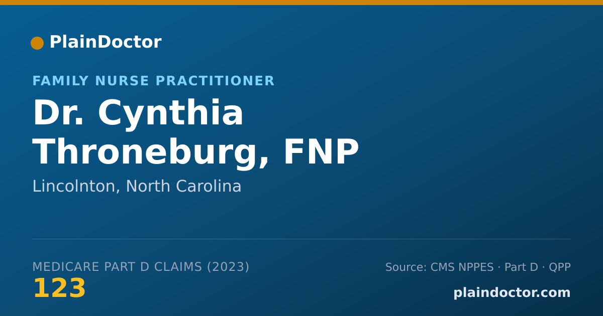 Shareable card for Cynthia Throneburg, FNP - Family Nurse Practitioner, Lincolnton, NC