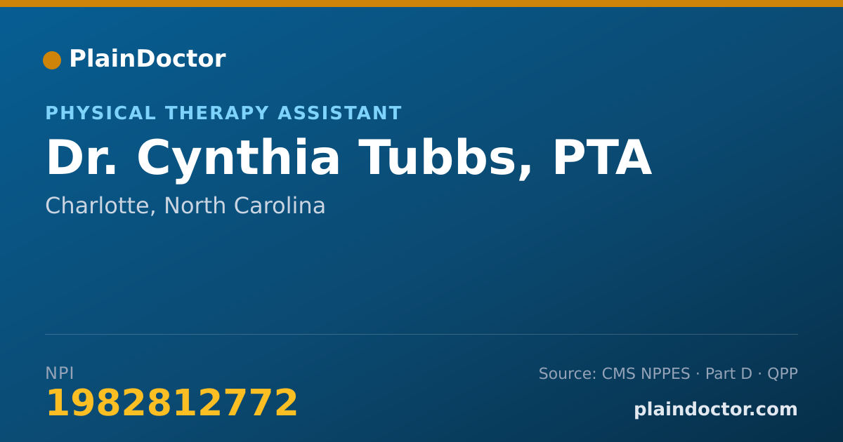Shareable card for Cynthia Tubbs, PTA - Physical Therapy Assistant, Charlotte, NC