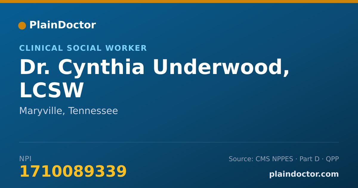 Shareable card for Cynthia Underwood, LCSW - Clinical Social Worker, Maryville, TN