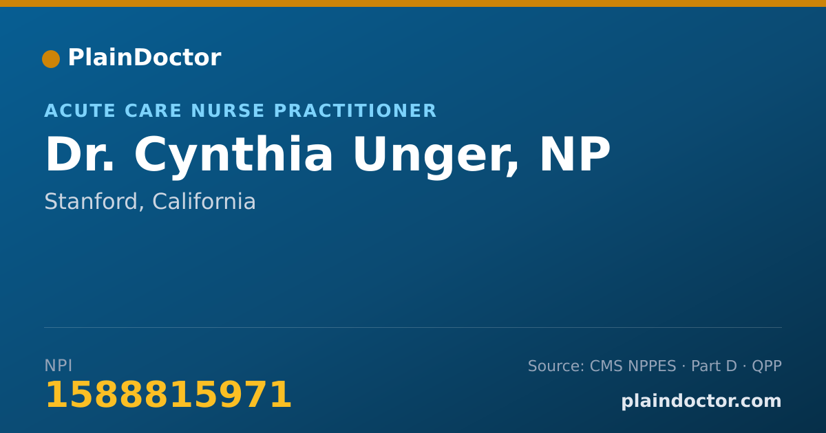 Shareable card for Cynthia Unger, NP - Acute Care Nurse Practitioner, Stanford, CA