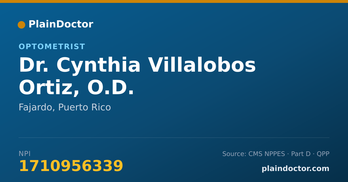 Shareable card for Cynthia Villalobos Ortiz, O.D. - Optometrist, Fajardo, PR