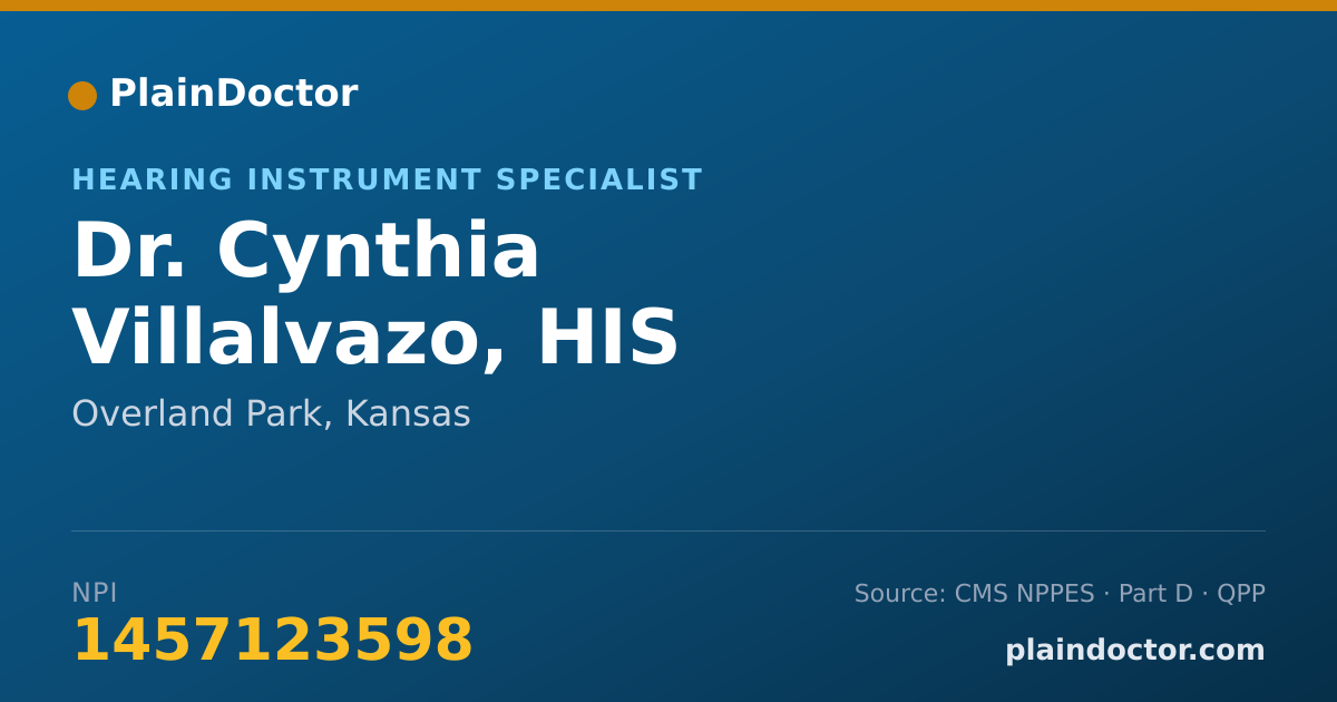 Shareable card for Cynthia Villalvazo, HIS - Hearing Instrument Specialist, Overland Park, KS