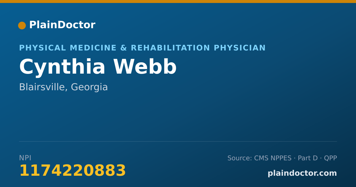 Shareable card for Cynthia Webb - Physical Medicine & Rehabilitation Physician, Blairsville, GA