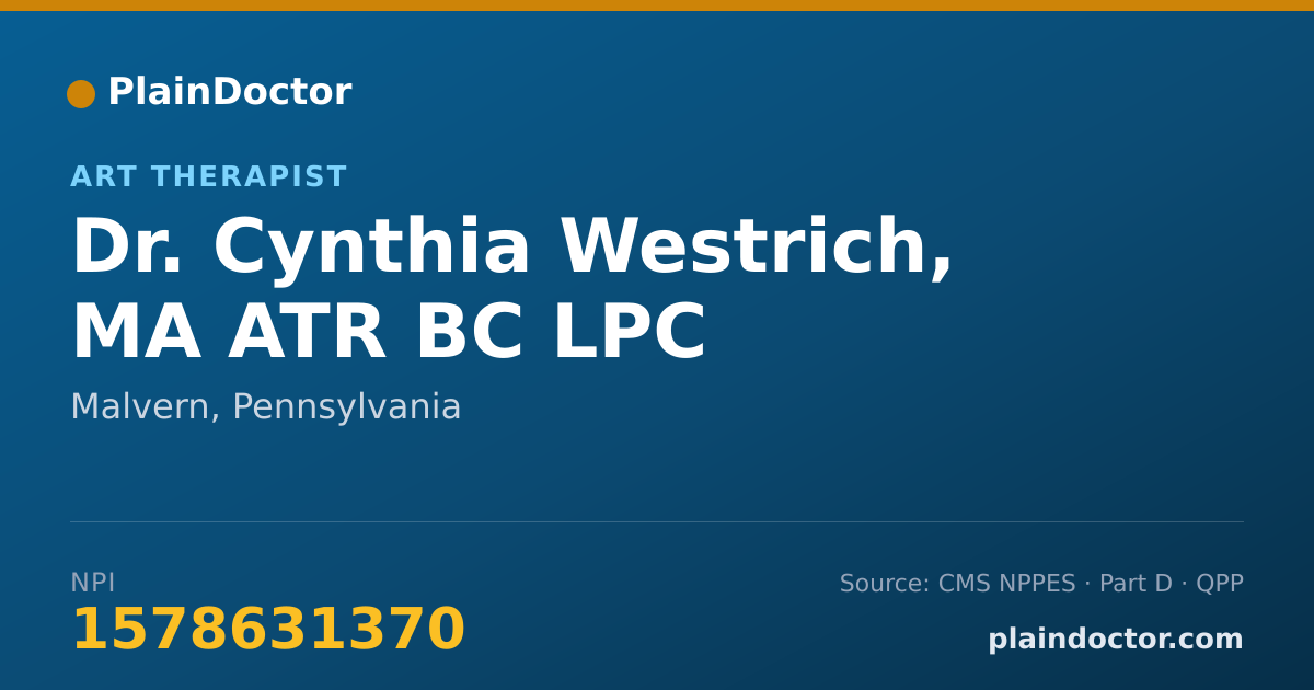 Shareable card for Cynthia Westrich, MA ATR BC LPC - Art Therapist, Malvern, PA