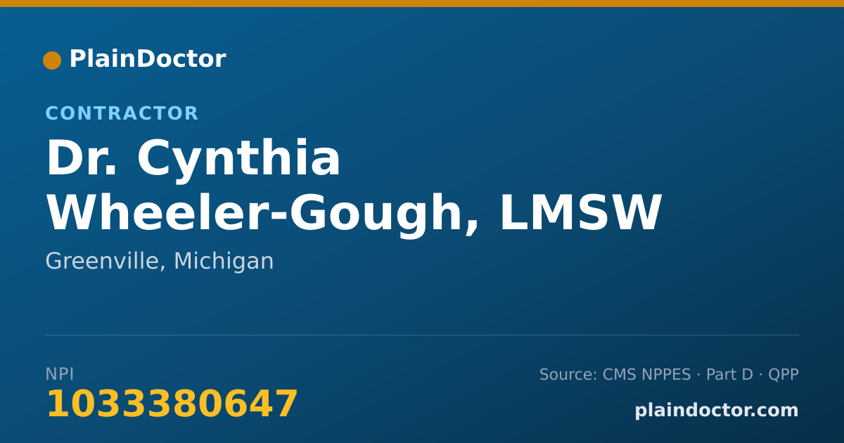 Shareable card for Cynthia Wheeler-Gough, LMSW - Contractor, Greenville, MI