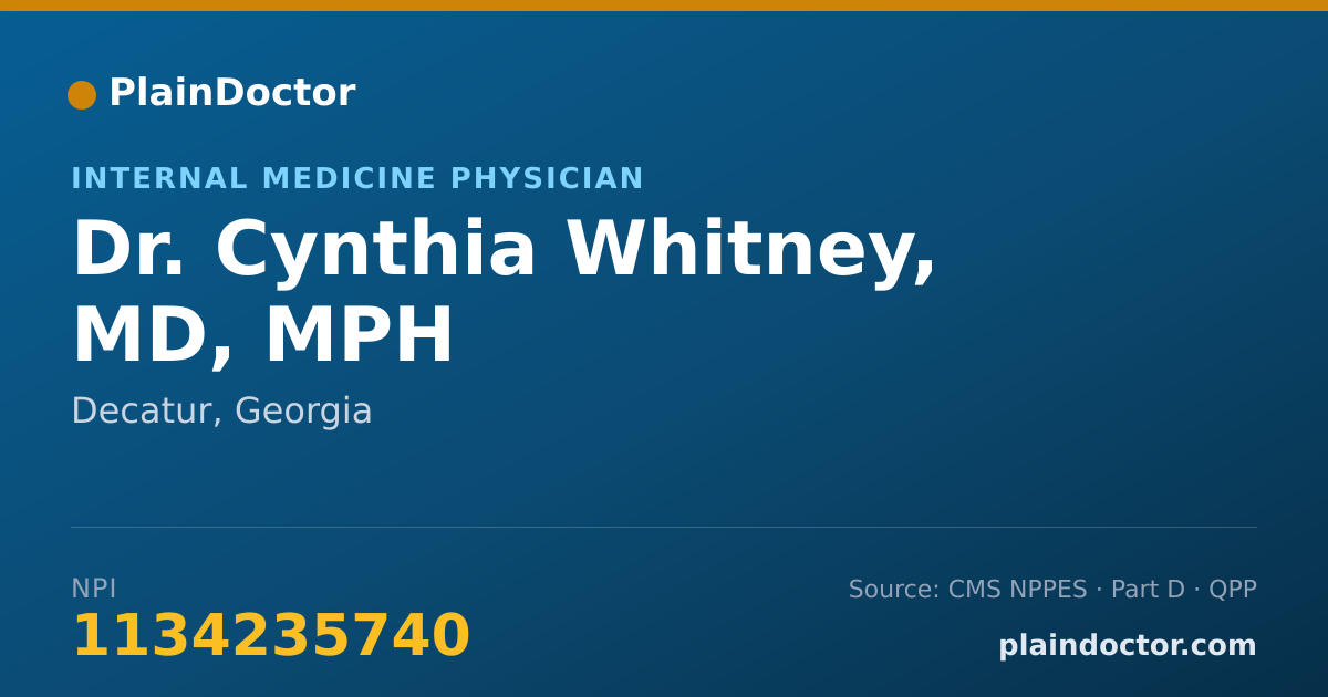 Shareable card for Cynthia Whitney, MD, MPH - Internal Medicine Physician, Decatur, GA