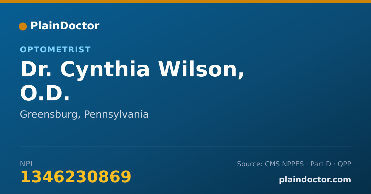 Shareable card for Cynthia Wilson, O.D. - Optometrist, Greensburg, PA